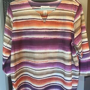 Alfred Dunner Women's Multicolor Striped Blouse